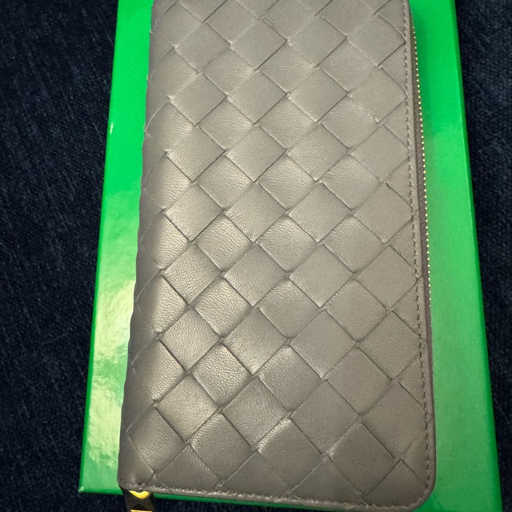 Gray Woven Leather Wallet